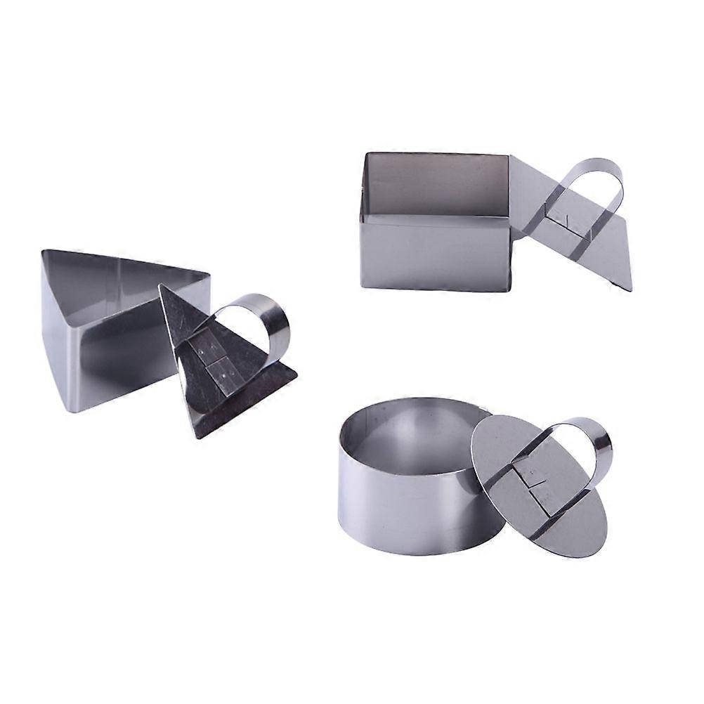 Stainless Steel Cookie Mold Baking Tool Silver Square Round Triangle Shape Non-Stick Egg Frying Pancake Making 3Pcs in A Set