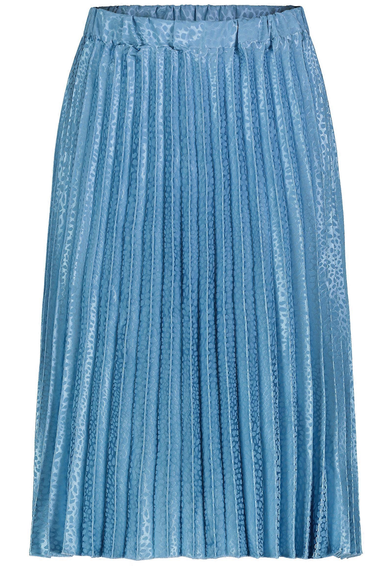 Womens Pleated Skirt with Elastic Waist and Animal Print Pattern