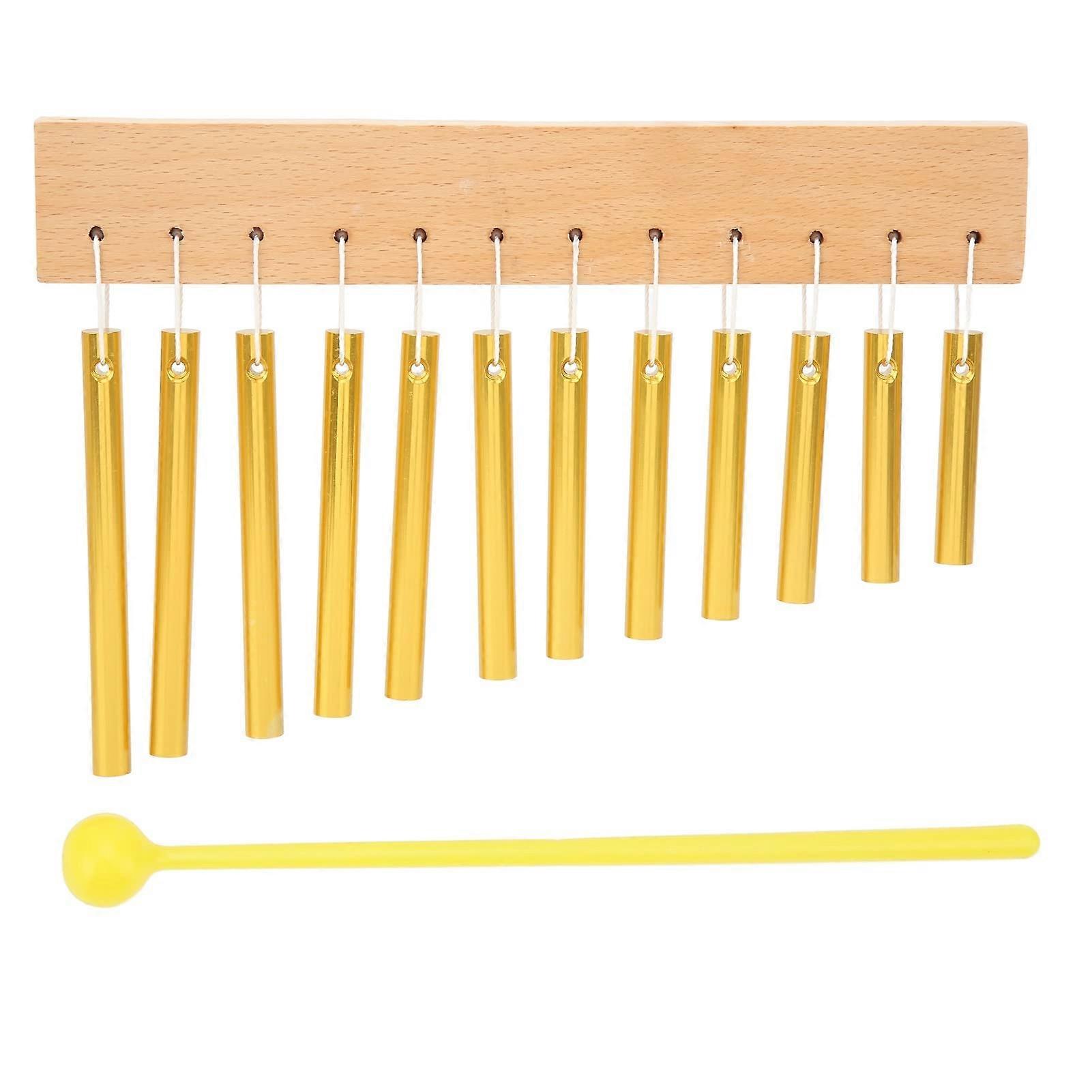 Wind Chime - 12 Keys Composite Wood Metal Table Wind Chimes with Beater for Classroom and Office Decoration