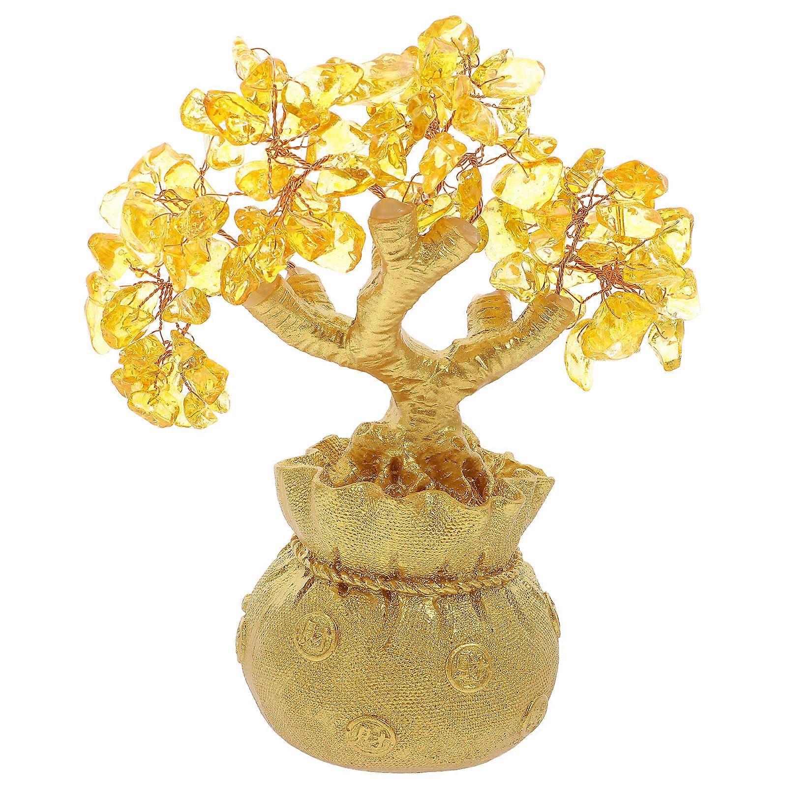Crystal Tree Money Branch Tree Ideal For Home Shop Decor 6.1×3.5×3.3in Natural Crystal Stone Wealth Inducing Ornaments 1Set