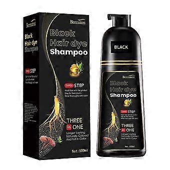 3-in-1 Hair Dye Shampoo for Natural Gray Coverage with Herbal Ingredients, 500ml Colour-Enhancing Formula for Women and Men