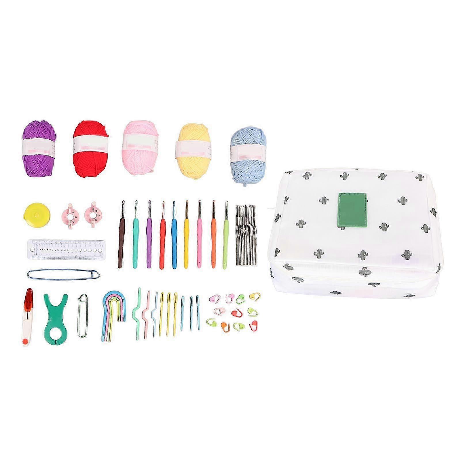 58pcs Crochet Kit for Beginners with Yarn, Hooks, Stitch Markers, Scissors for Scarves
