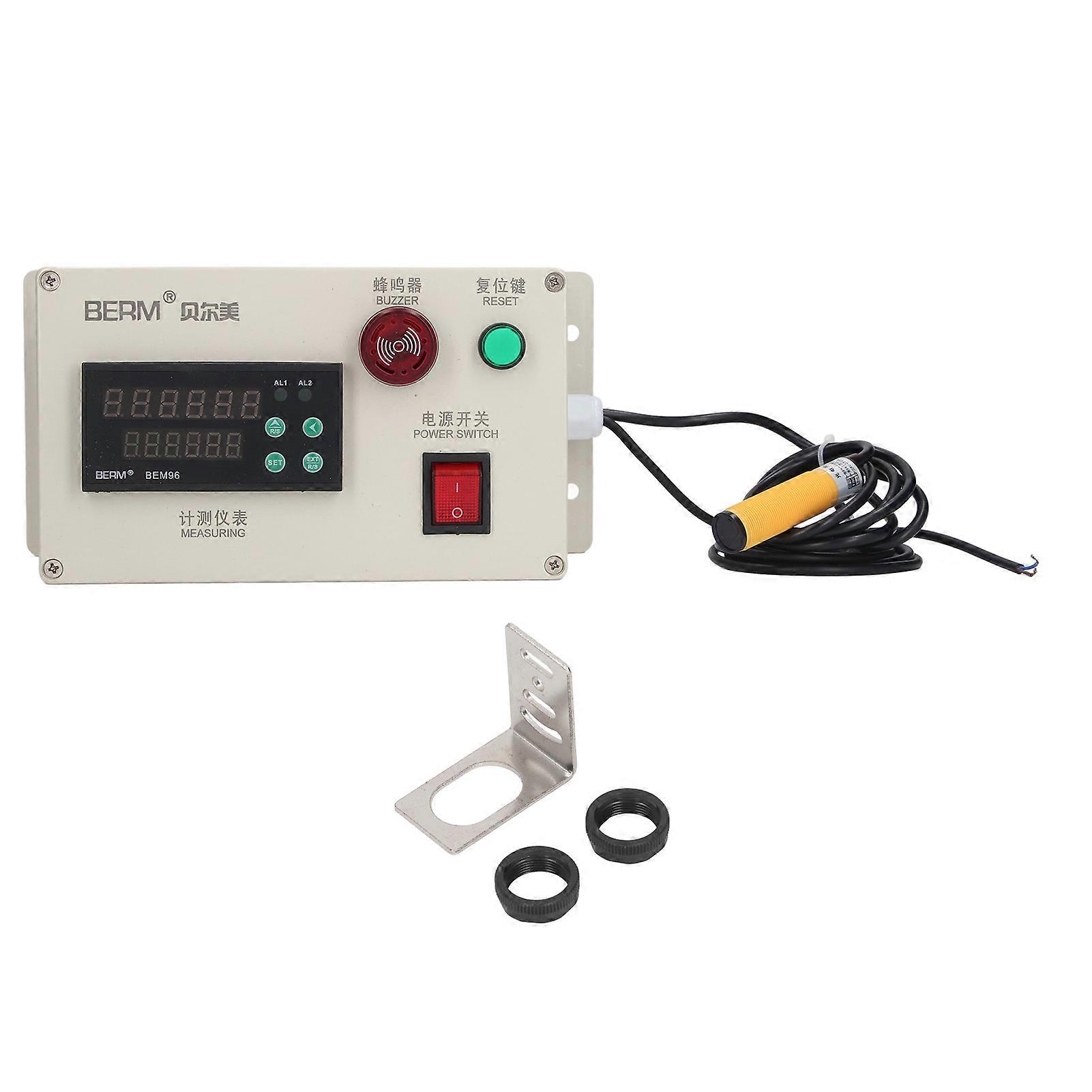 BERM Digital Length Meter Mechanical Length Counter Unit in Meter with Control Function 1‑999999 AC100‑240V