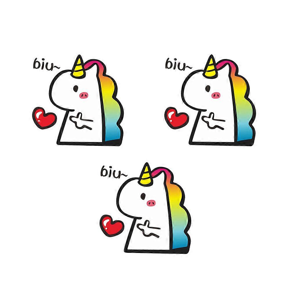 Lovely Car Sticker Cartoon Unicorn Car Decal Decorative Reflective Self-Adhesive 12x11cm Heart Shape 3Pack