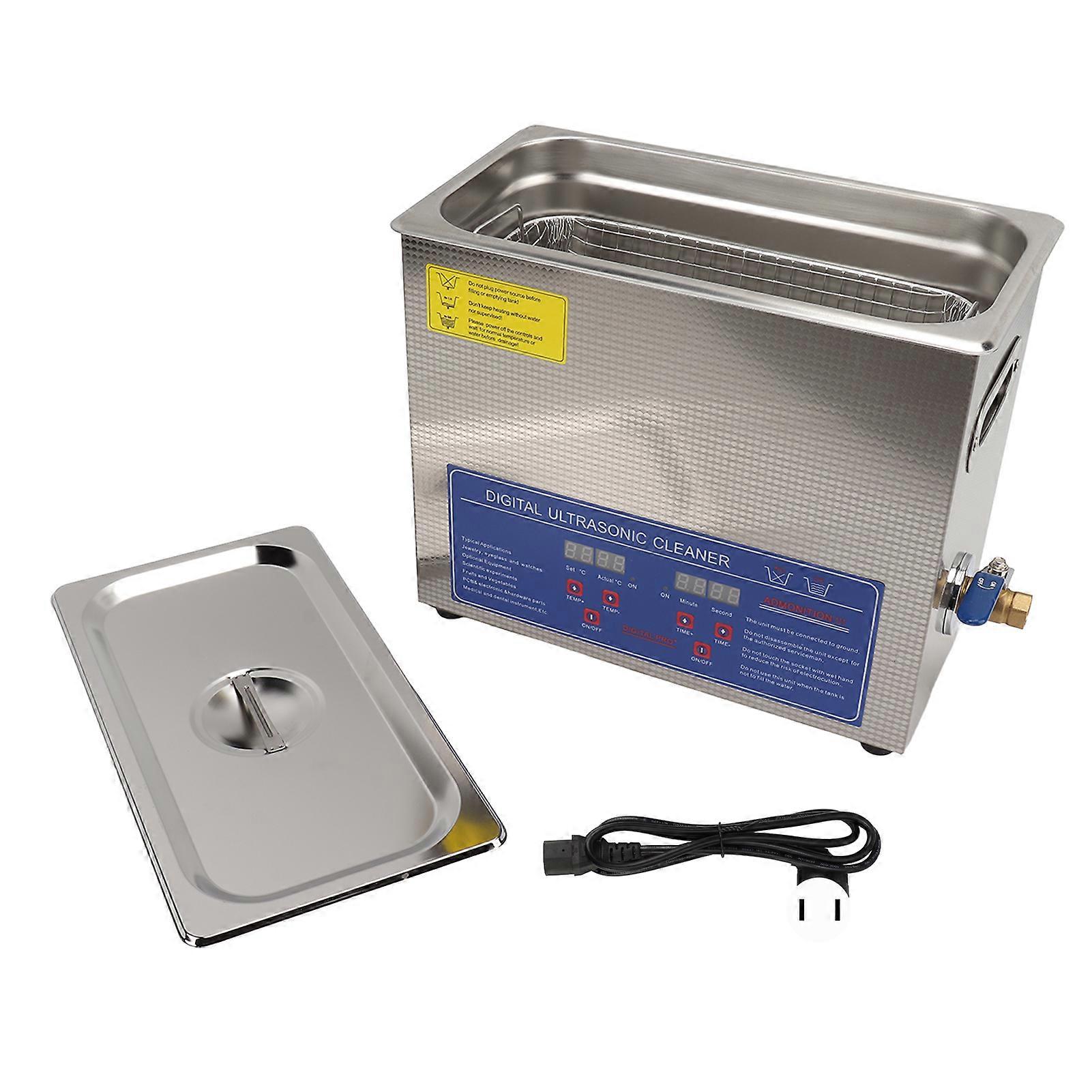 Ultrasonic Vinyl Record Cleaner Washer Heating Function Ultrasonic Cleaning Machine for Laboratories 6L US Plug 100‑120V 60Hz