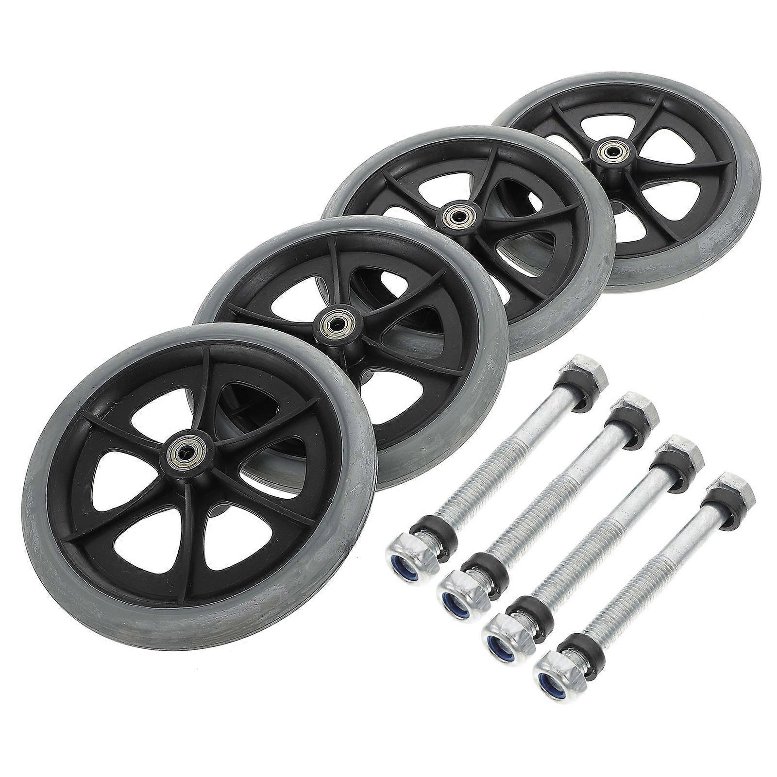 Heavy Duty Wheelchair Wheels Universal Front Wheel Replacements Non Slip Wear Resistant For Indoor Use 8 Inches 4Set