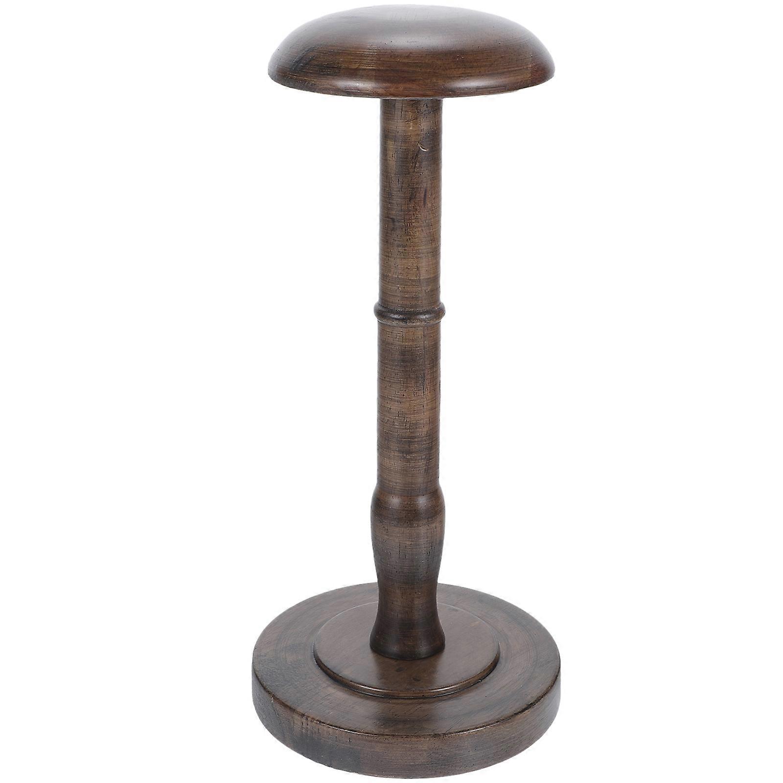 Vintage Dome Wooden Hat Stand with Sturdy Support Rod for Stable Hat and Wig Storage – Compact Organizer for Desktop, Retail Countertop, and Dresser
