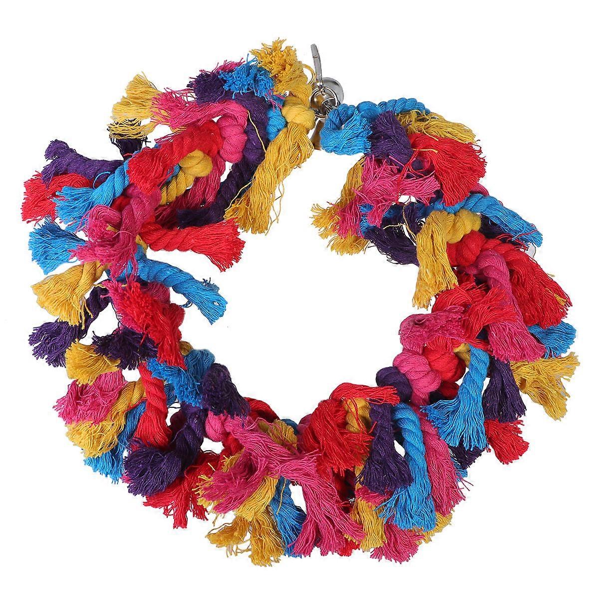 Cotton Rope Hanging Toy for Birds with Parrot Circle Design Great for Chewing and Exploring 7.5 inches