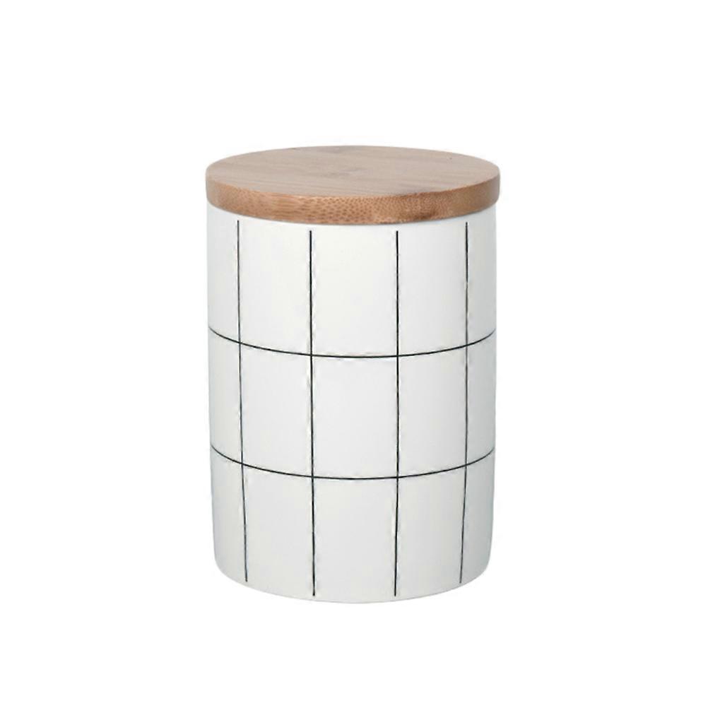 White Ceramic Candy Jar with Sealing Lid for Food Storage Ideal for Kitchen Counter or Dining Table 5.5 in