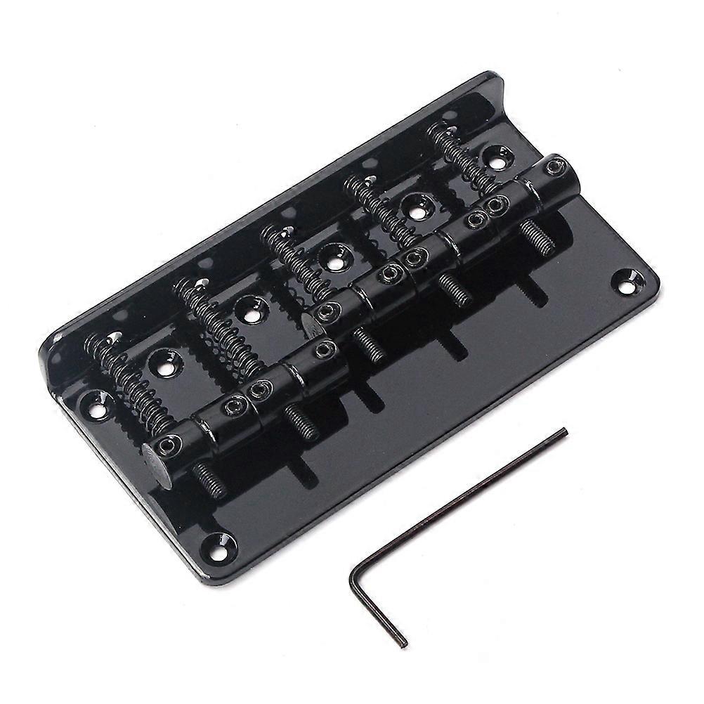 1 Set Metal Guitar Bridge for 5 Strings Bass with Vintage Black Finish Easy to Mount