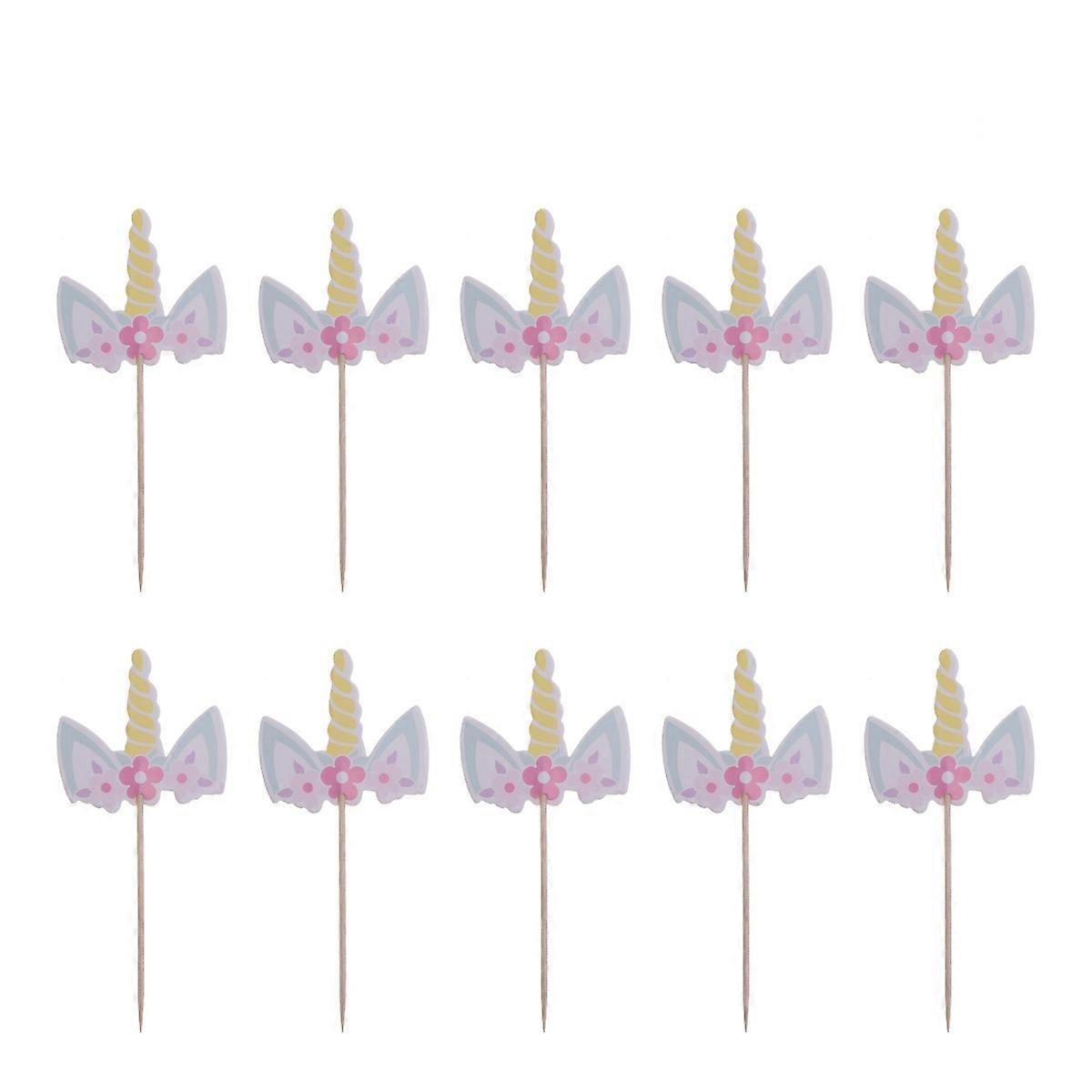 Unicorn Shaped Cake Toppers for Decoration with Creative Design Card Paper 24pcs