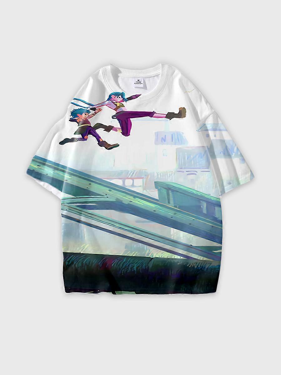 T-shirt round neck Role Pattern loose short sleeve K131