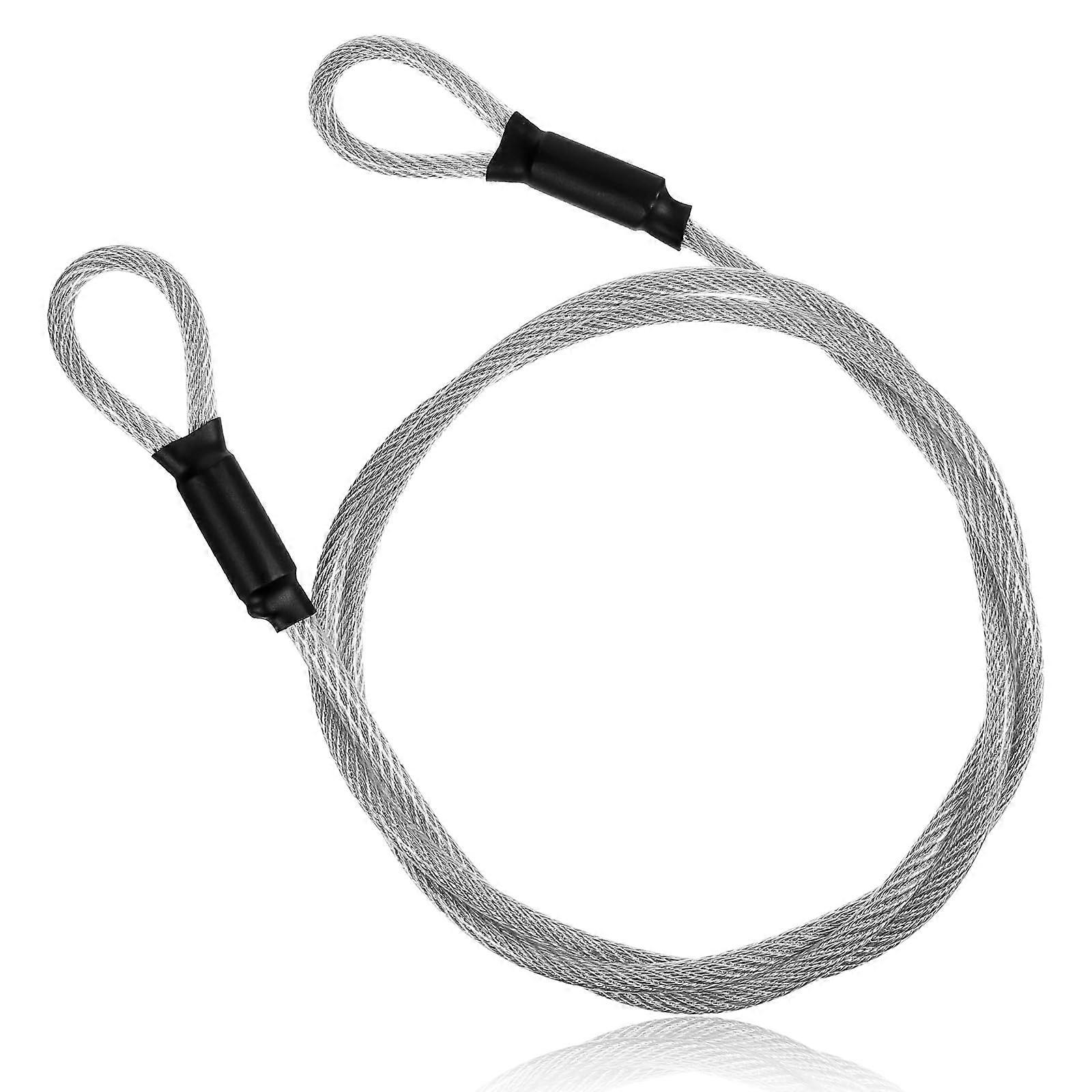 4ft Stainless Steel Cable Double Loops Lock - Braided Wire Lanyard For Outdoor Gates Clothesline U-Lock Padlock