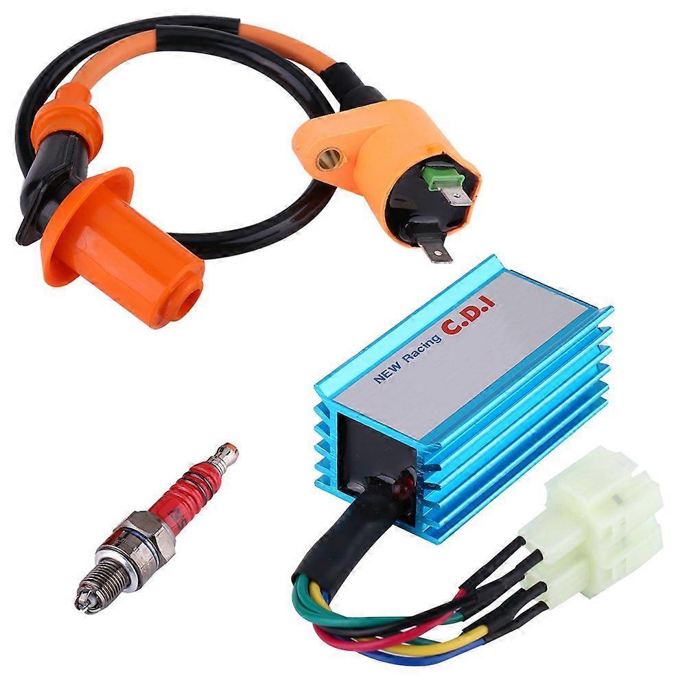 Ignition Coil, CDI Spark Plug, 6 Pins Wire CDI Ignition Coil Spark Plug Suitable for GY6 Scooter