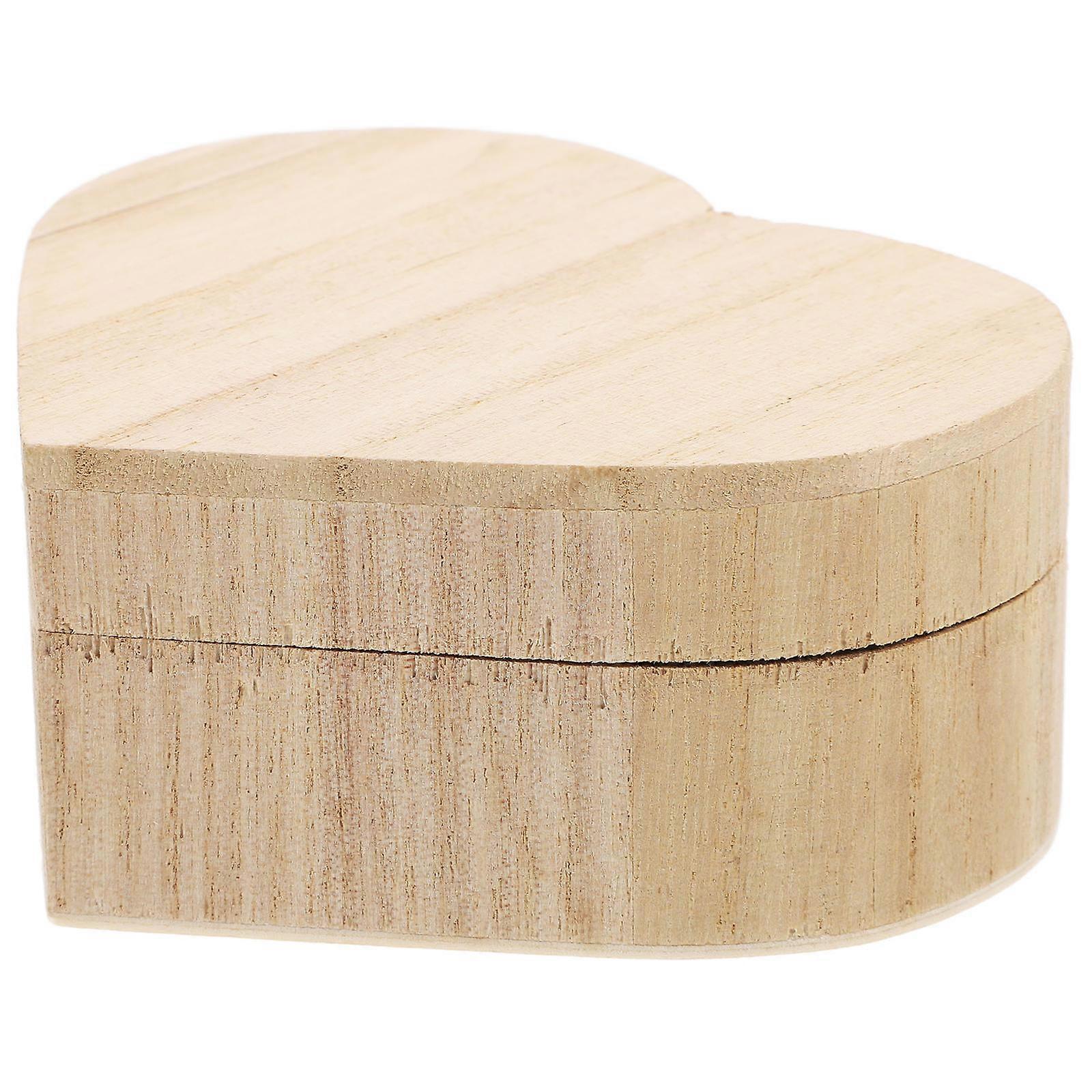 Light Yellow HeartShaped Wooden Jewelry Box for Home Creative Storage for Rings Necklaces Earrings Compact Size
