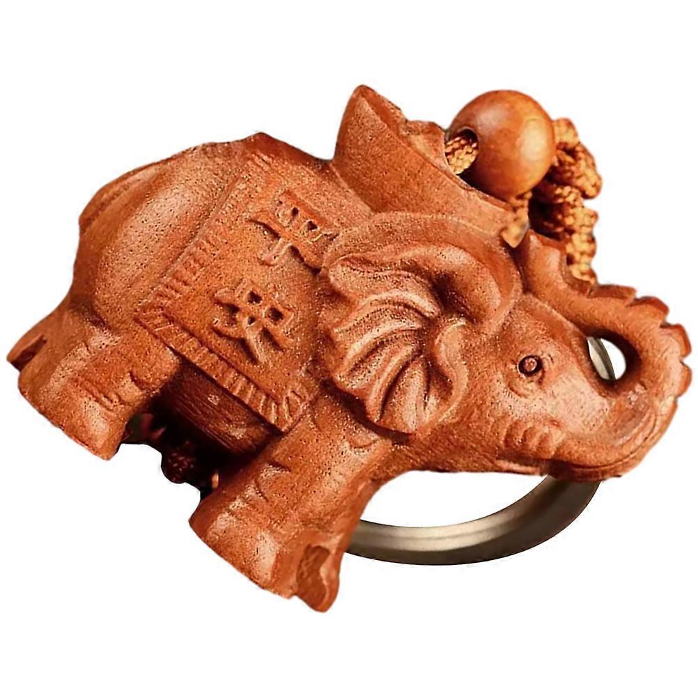 Wooden Elephant Keychain Aesthetic Accessories for DIY Lightweight Portable Assorted Color Peach Wood