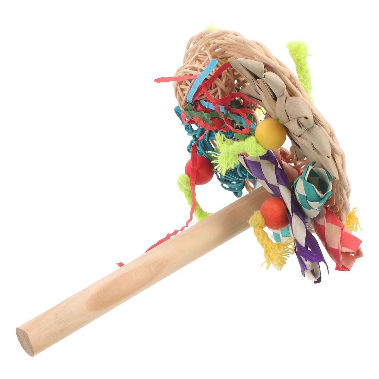 Parrot Cage Wood Perch Bird Perches Exercise Tool Bird Owners Assorted Color 5.9×5.1×5.1in 1Pack