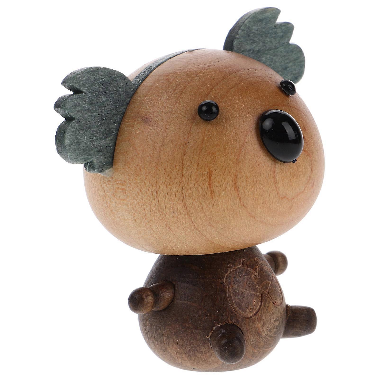 Cute Bobblehead Car Ornament for Decoration Multi Color Wood Craft 7 inch