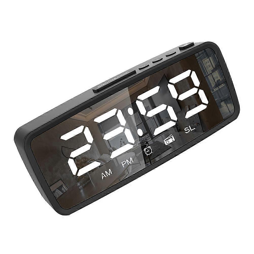 Bedroom Alarm Clock Multi-Function Led Alarm Clock Home Use 13.5X6X3CM Black Makeup Mirror 1Set
