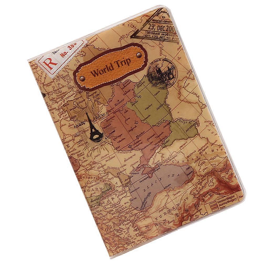 World Map Passport Cover in PVC Multi Color Slim and Lightweight for Travel Documents 3.5x5.5 inches