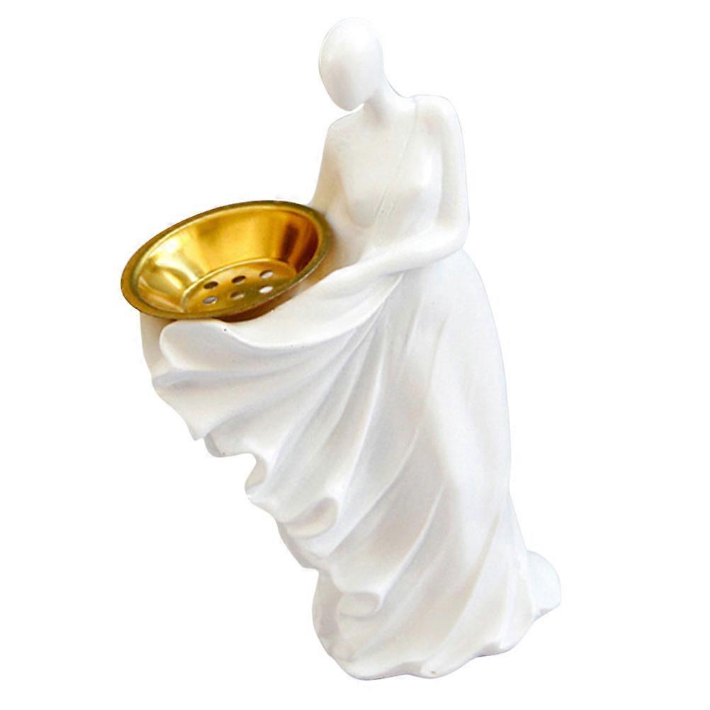 White Resin Abstract Figure Incense Burner for Home Decor Small Size Perfect for Desktop Use