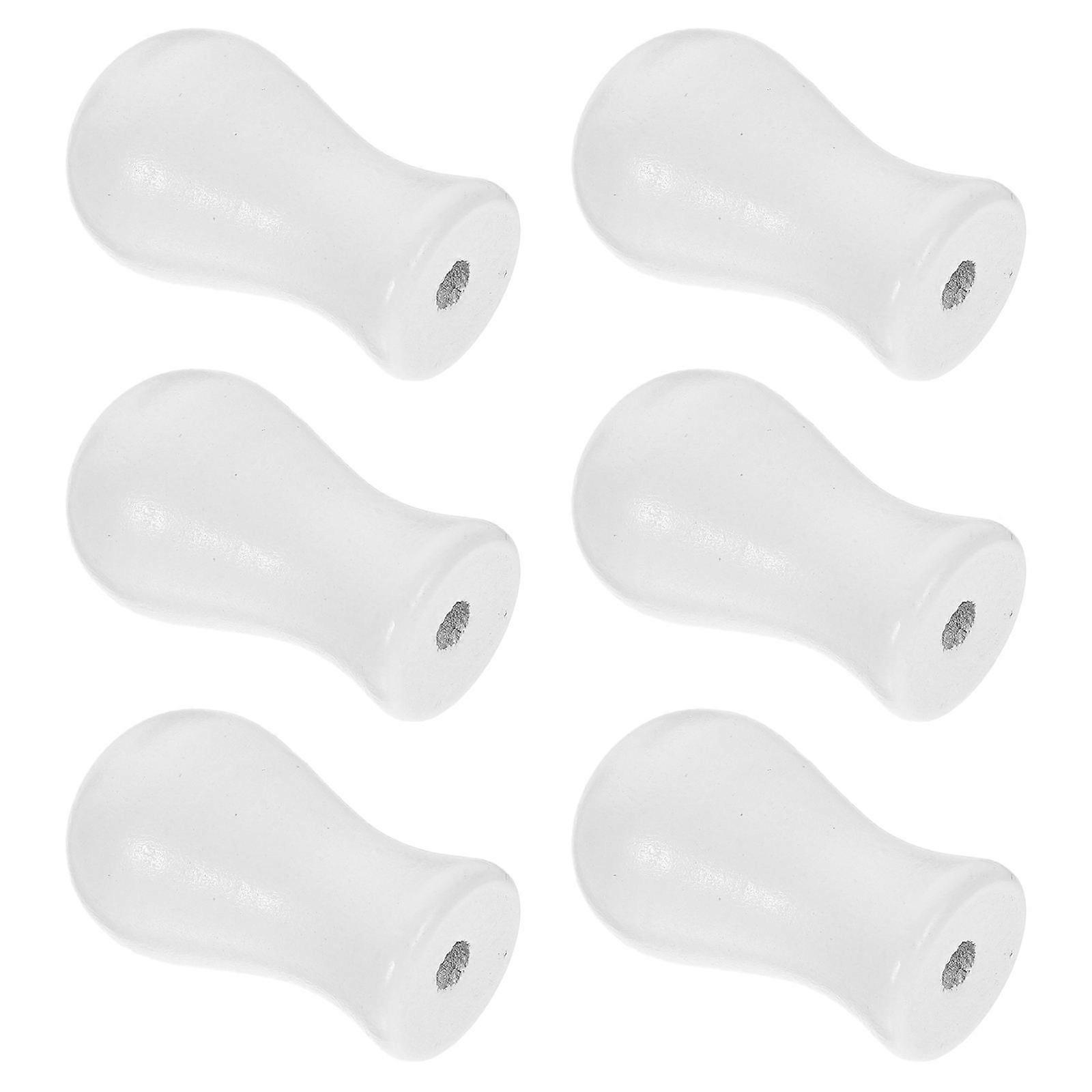 Cord Tassels For Curtains 6Pcs Wooden Window Blind Drops White 3.20X1.80X1.80Cm Curtain Accessory