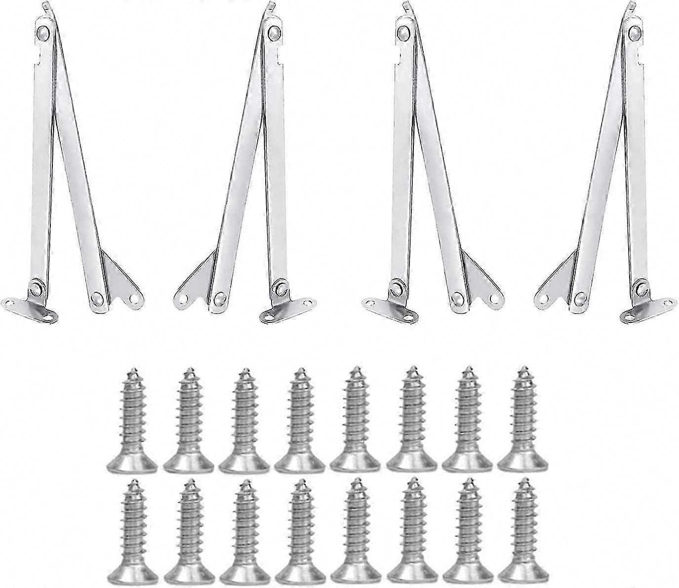 4-Piece Cabinet Flap Support Hinges for Wall Mounted Folding Table - Silver