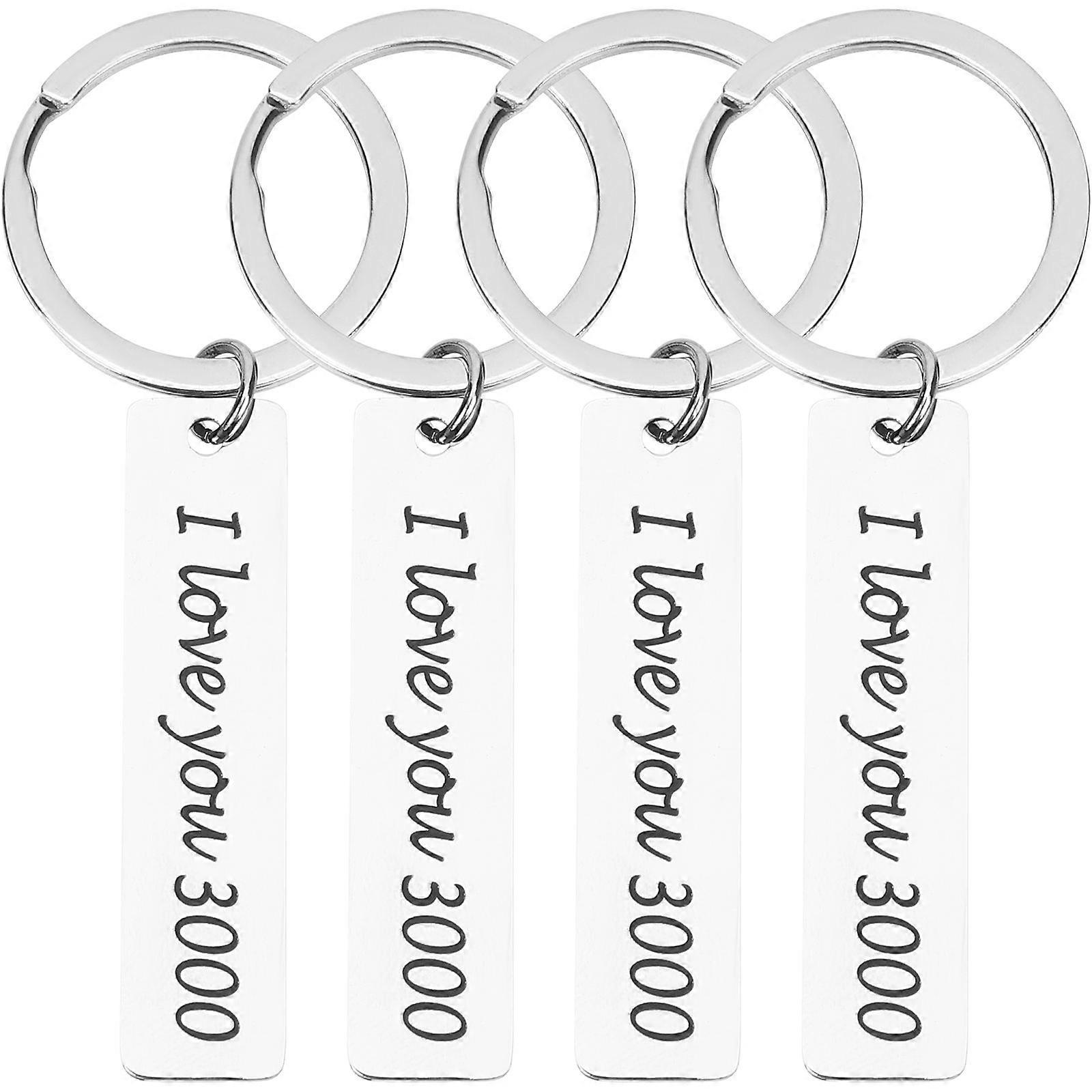 Valentine's Day Couple Design Heart Keychain Organizing Keys Silver 4Pcs Set