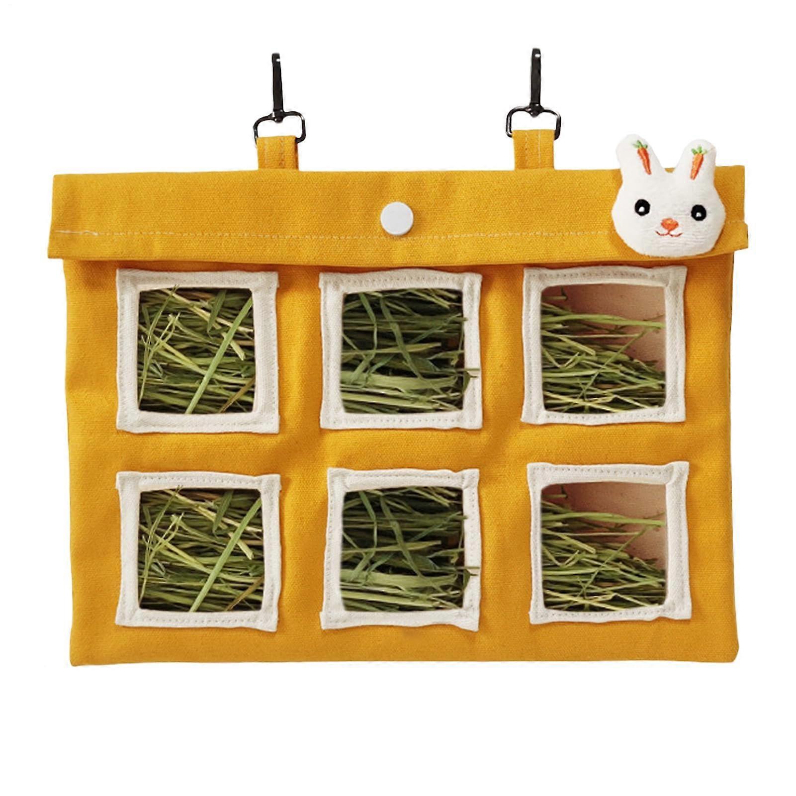Hay Bag for Rabbits - Multi-Hole Rabbit Hay Feeder, Scratch-Resistant Pet Food Storage, Chinchilla Cage Accessory, Compatible with Hamsters