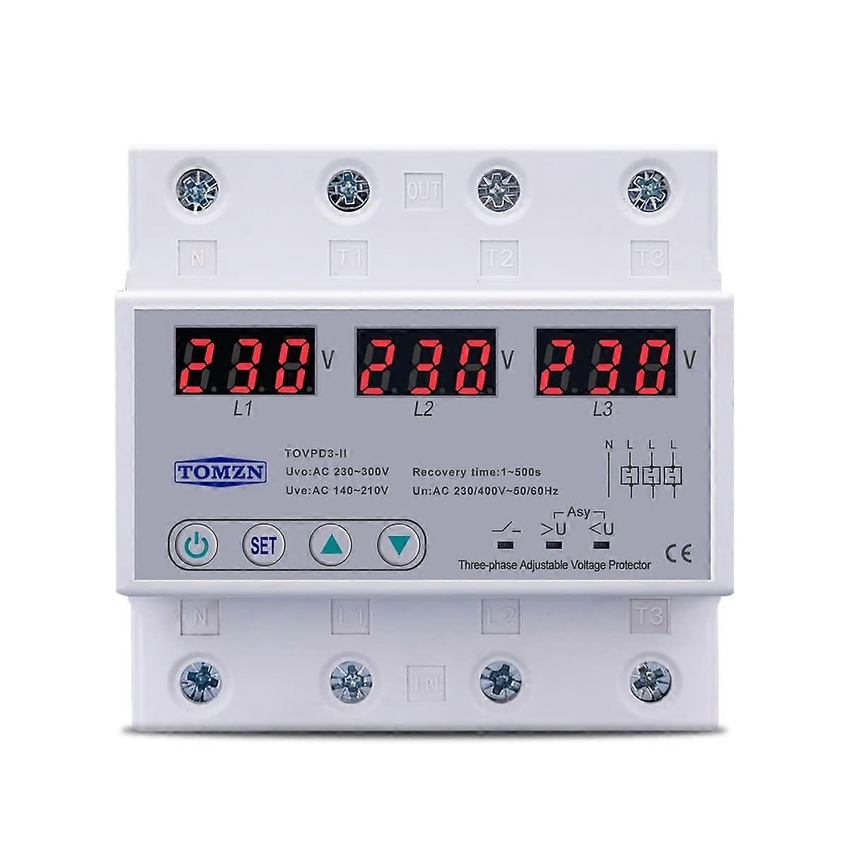 Leitungsschutzschalter 3-Phase Circuit Breaker With Adjustable Over And Under Voltage Protection Automatic Recovery 63A 380V