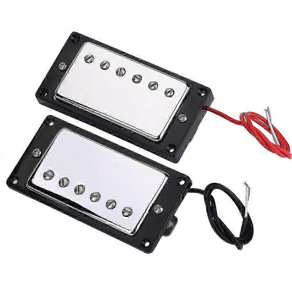 Chrome Humbucker Pickup Set for LP Guitars with Mounting Screws
