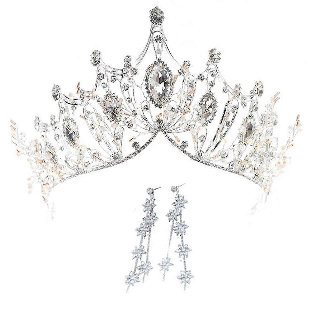 Wedding Earrings Set with Crystal Accents, Stylish and Comfortable Rhinestone Crown