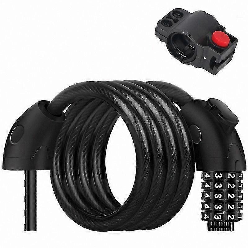 Universal 5-Digit Combination Cable Lock for Bicycles, Durable and Secure, Black