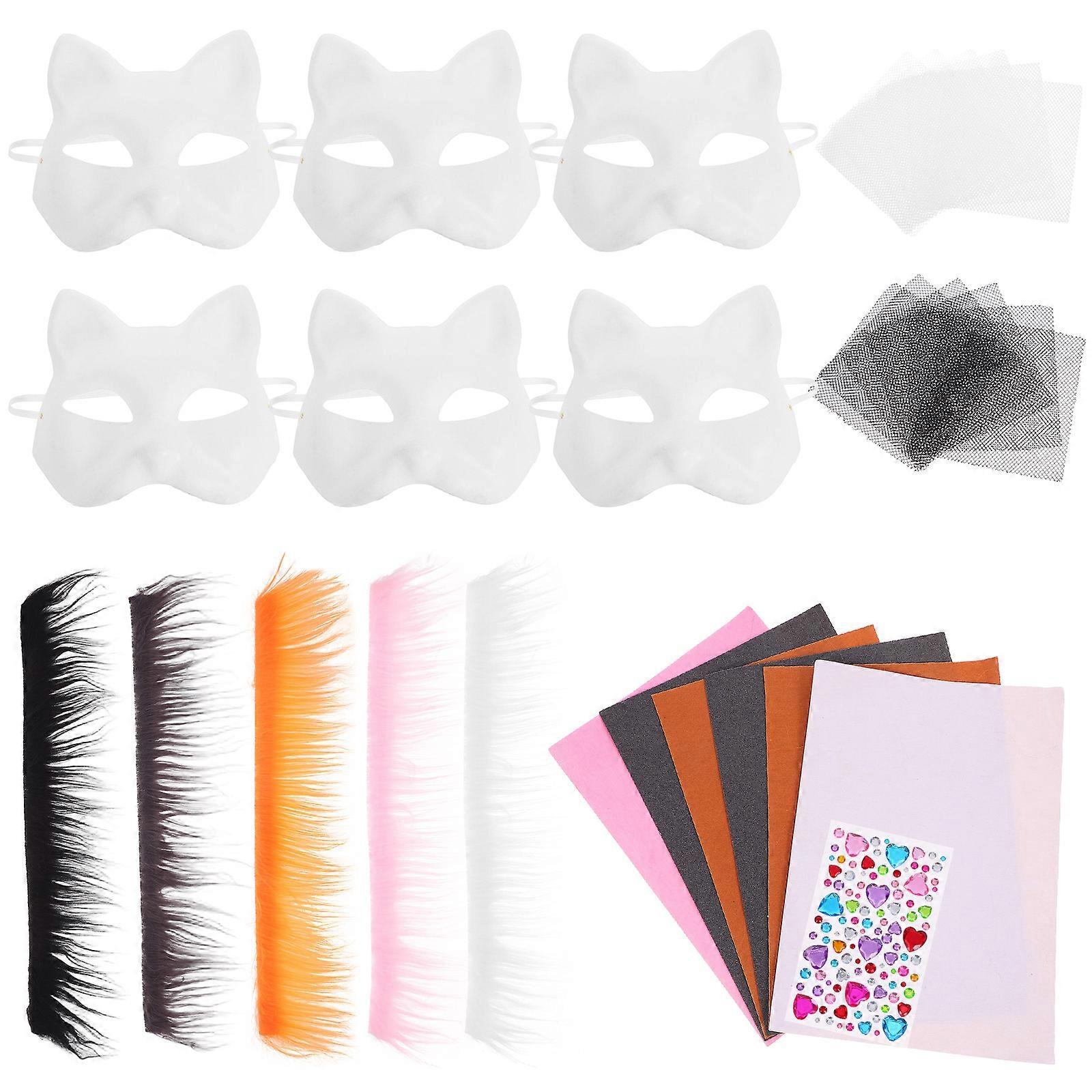 Unpainted Blank Masks DIY Set for Cosplay, Masquerade & Themed Events – Comfortable Fit with Decorative Accessories for Creative Crafting