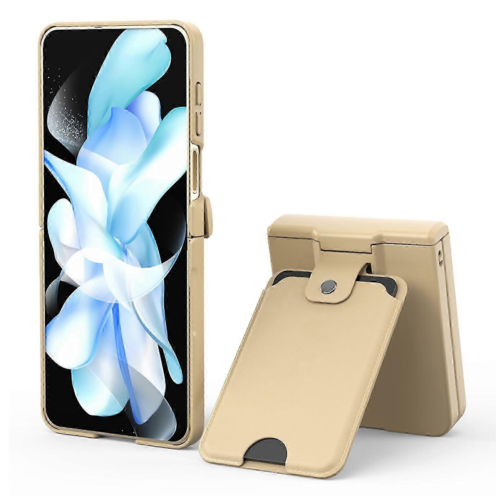 for Samsung Galaxy Z Flip 5 Case Spring Hinge Protection, Z Flip 5 Case with Card Pack Holder, All-Inclusive PC Shockproof Cover for Z Flip 5