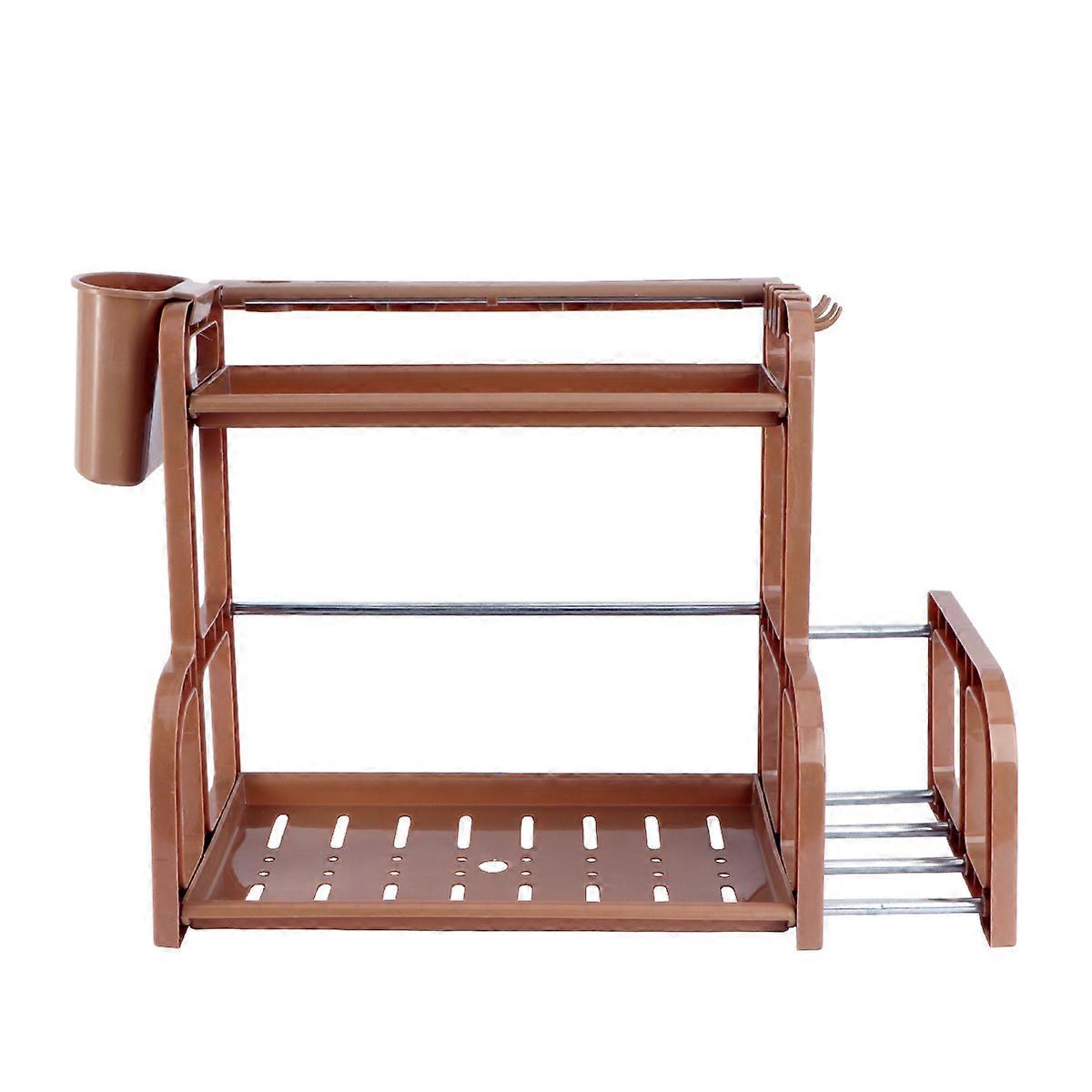 Coffee Plastic Kitchen Storage Rack Organizer with Multiple Partitions for Kitchen Tools and Utensils 1 Set