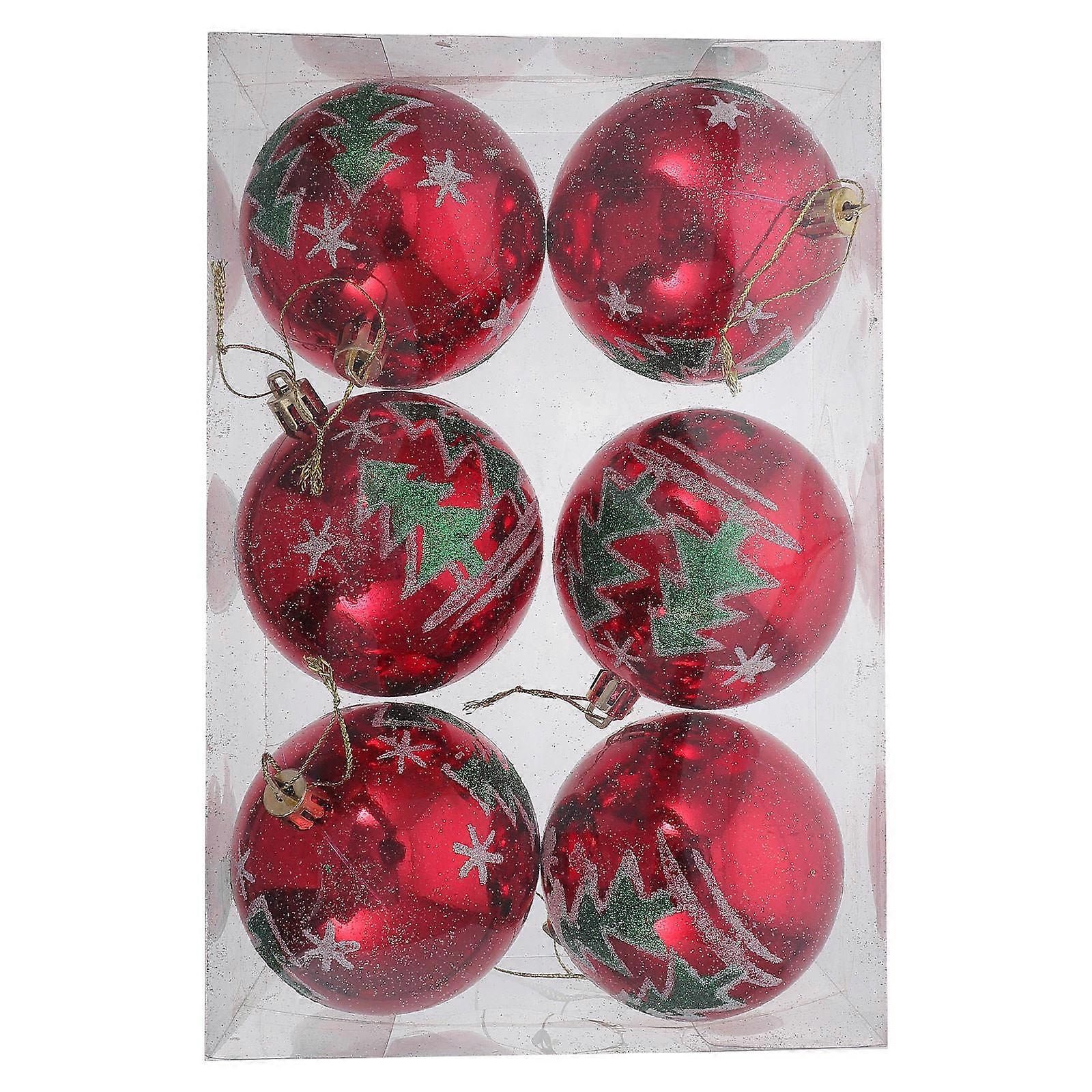 6 יחידות תליוני כדור חג המולד ירוק מבריק קישוטי עץ DIY תליית תפאורה לחג המולד בית גן מסיבת חג