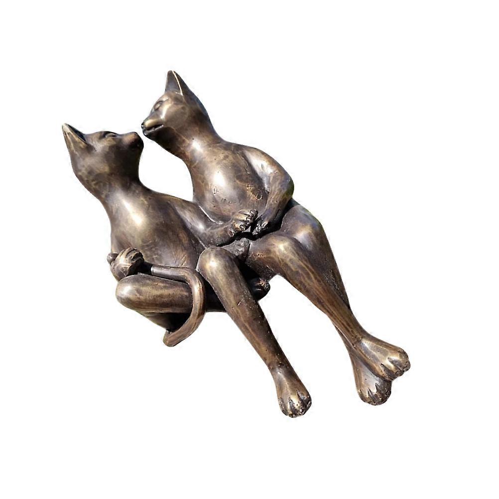 Cute Cat Shape Decoration Ideal For Home Office Use Golden Resin 1Pc