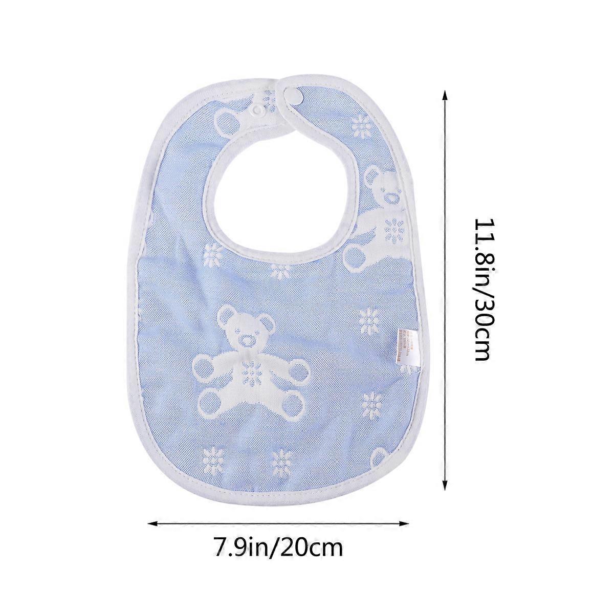 Blue Cotton Bibs with Snap Fastener for Baby Use Six Layers Gauze Design Protect from Drool and Food