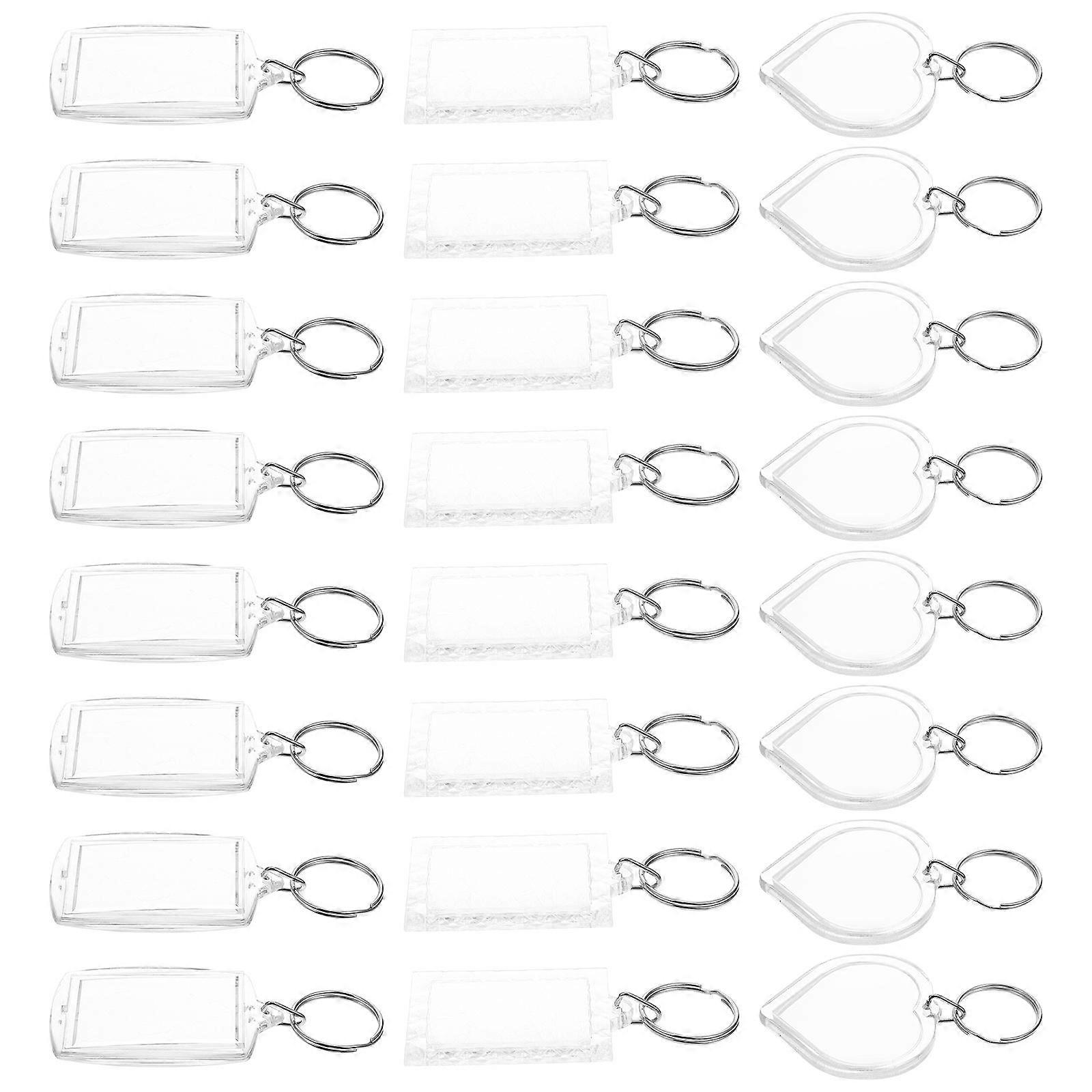 60Pcs Acrylic Photo Keyring Frame Handmade Gift Ideal For Craft Enthusiasts In Transparent Color With Photo Insertion Function