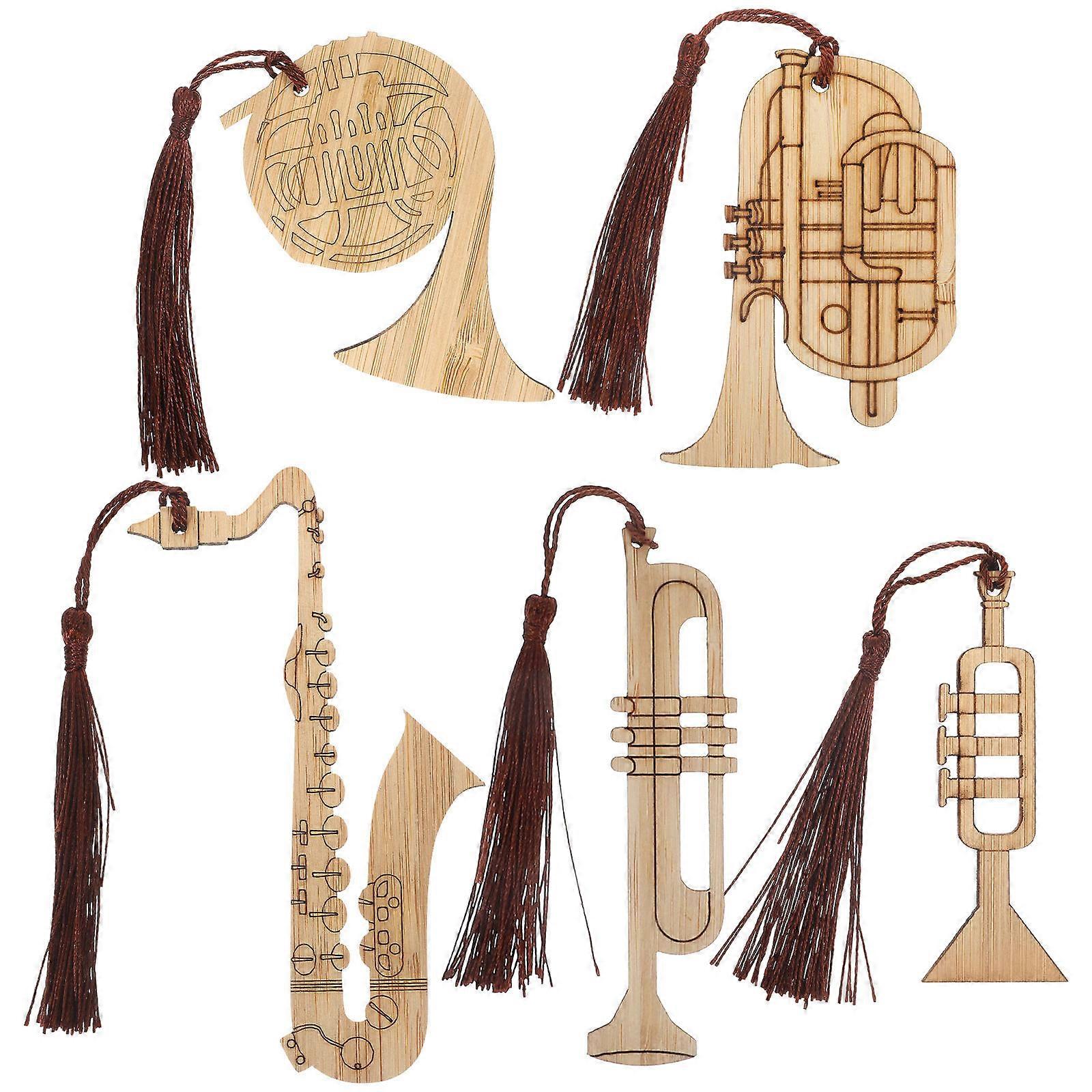 Bamboo Bookmarks 5Pcs Assorted -Friendly Tassel Design for Decoration Use