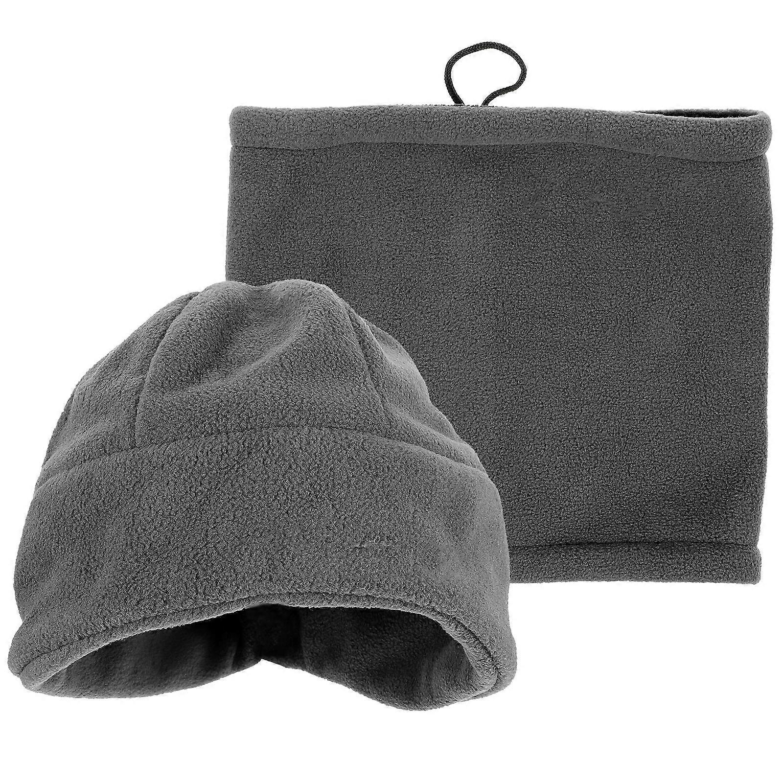 Beige Warm Beanie Hat And Scarf Set For Men Winter Outdoor Activities 41x29cm Multi-Functional Use 2Pcs