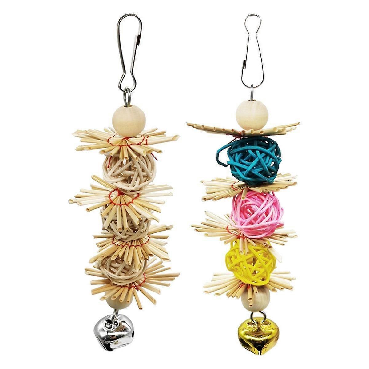 Rattanbolde Papegøje Kæledyr Fuglelegetøj Interaktive Bide- og Tyggelegetøj til Parakitbur Tilbehør Fuglelegetøj