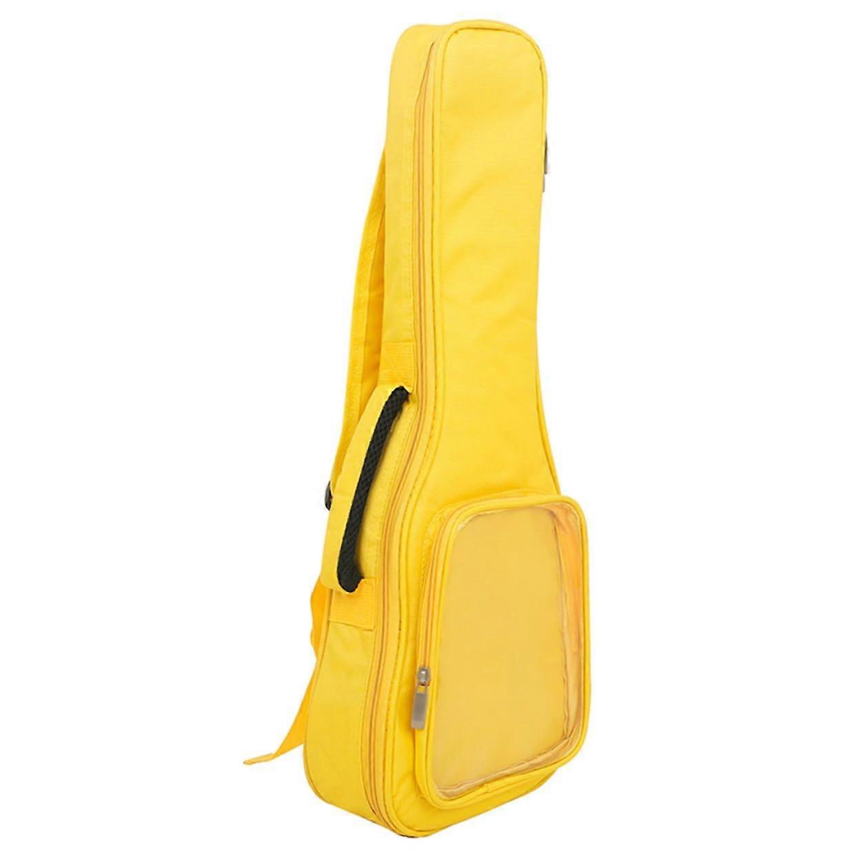 Ukulele Gig Bag with Transparent Side Pocket, Padded, Water-Resistant, Wide Shoulder Strap, Accessory Storage for Musicians