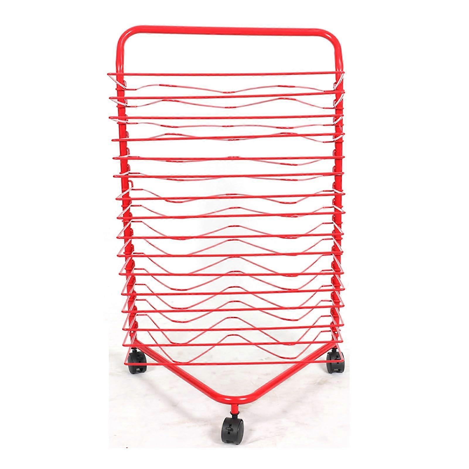 Art Drying Rack, Paint Drying Rack, 16Shelf Metal Art Storage, Display Stand, Wheeled Art Drying Rack, Mobile Art Drying Rack for Home or Classroom