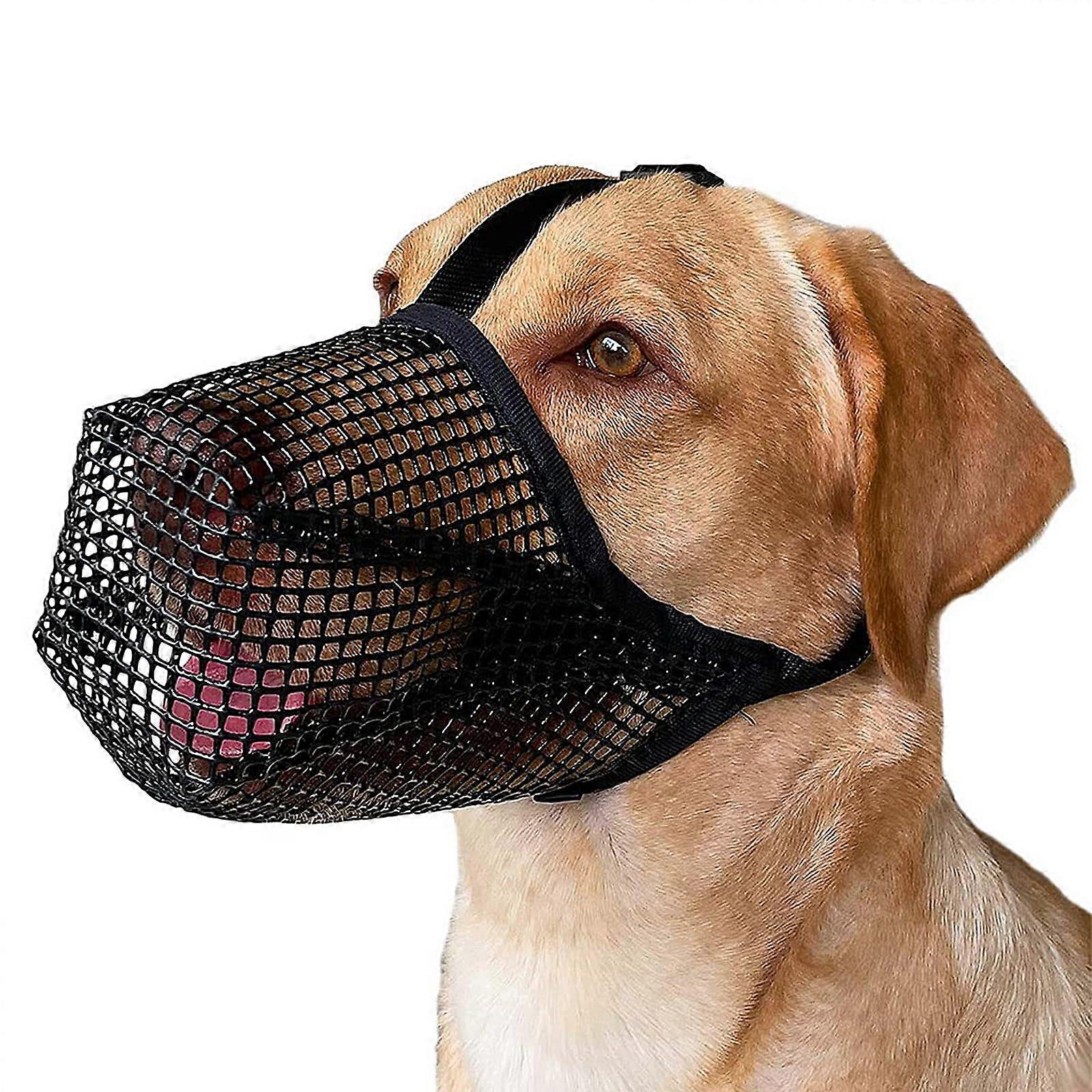 Dog Muzzle with Rounded Mesh and Adjustable Loop, Dog Muzzle for Small, Medium and Large Dogs Prevents Biting, Chewing and Barking (XS)