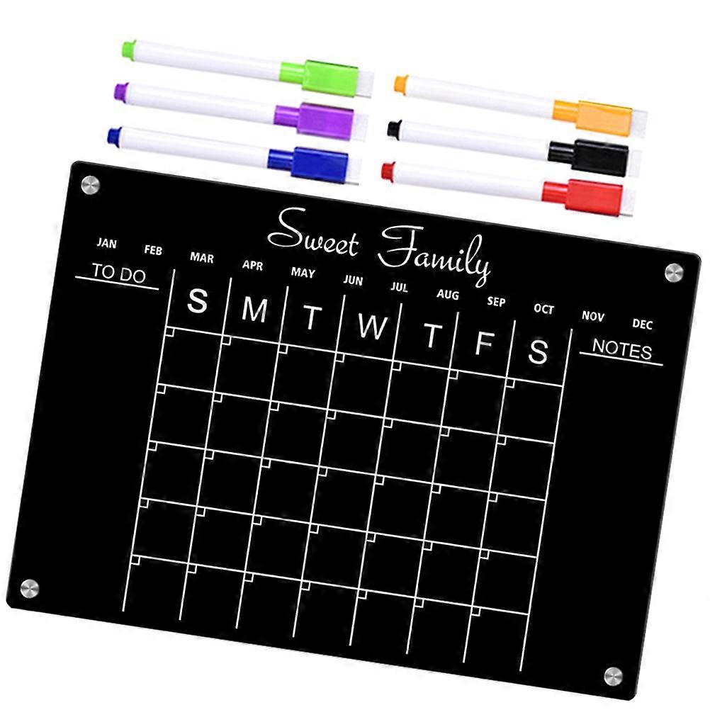Magnetic Notice Board Planning Board For Home Office And School Black Acrylic 1 Set