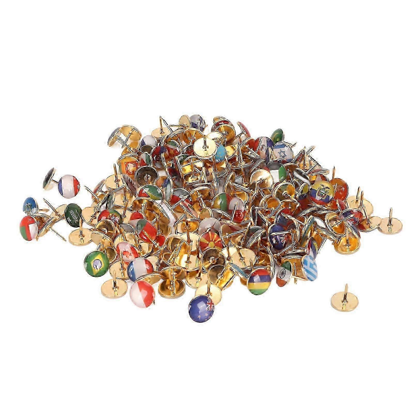 Alfileres de bandera de acero inoxidable - Paquete de 200 con guía de mapa  mundial y caja, image size:1601x1601