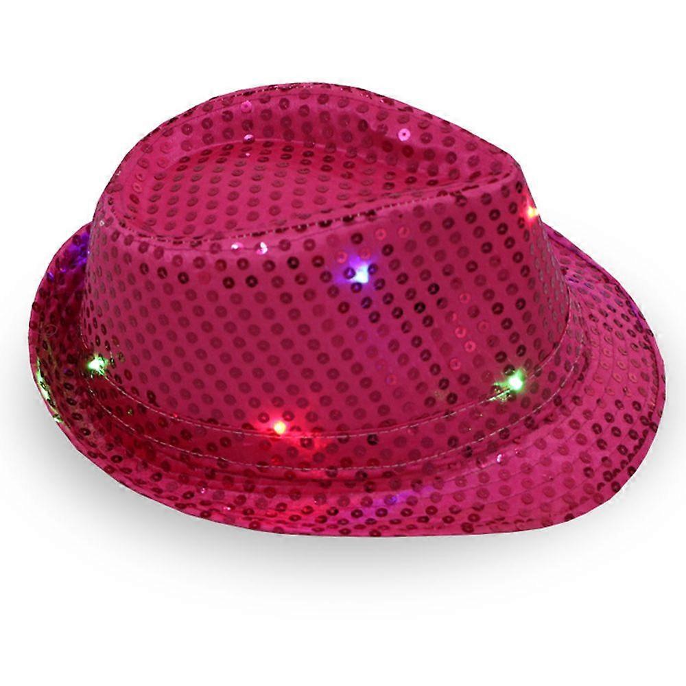 LED Fedora Hat Jazz Hats Sequin Party Hats Top Hat for Party Costumeblack