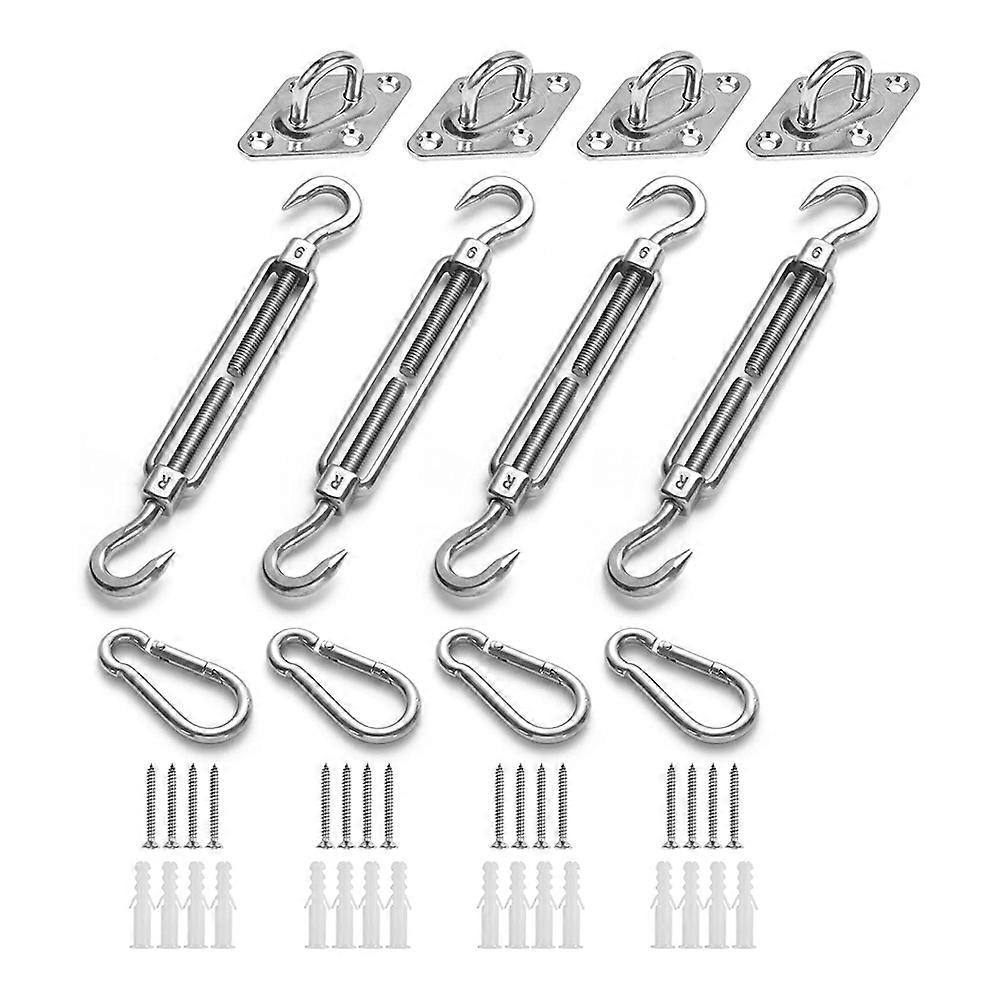 Awning Mounting Kit, 38 Pieces Privacy Screen Mounting Hardware, Complete Set, Tension Screws, Snap Hooks, Wall Bracket